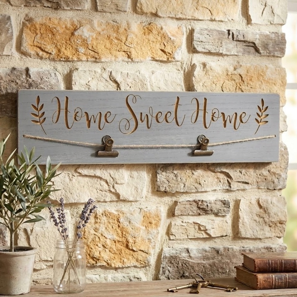 MELANNCO Home Sweet Home Wooden Rustic Farmhouse Gray Sign Wall Decor Western